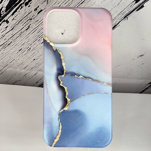 Marble Look iPhone Case- 13 Pro Max-Blue & Pink - Picture 2 of 3